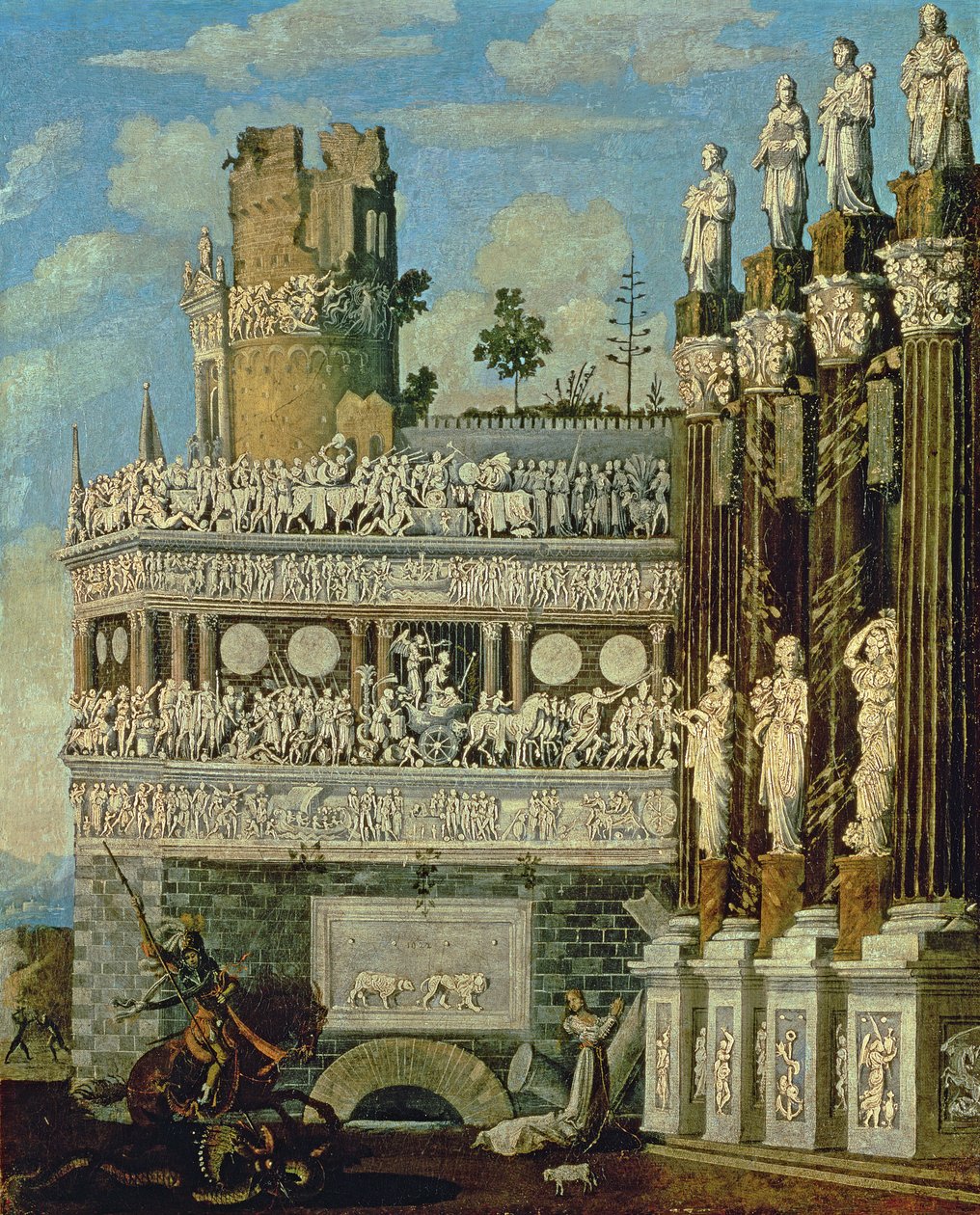 Arquitetura fantástica com São Jorge e o Dragão, 1622 de Francois de Nome