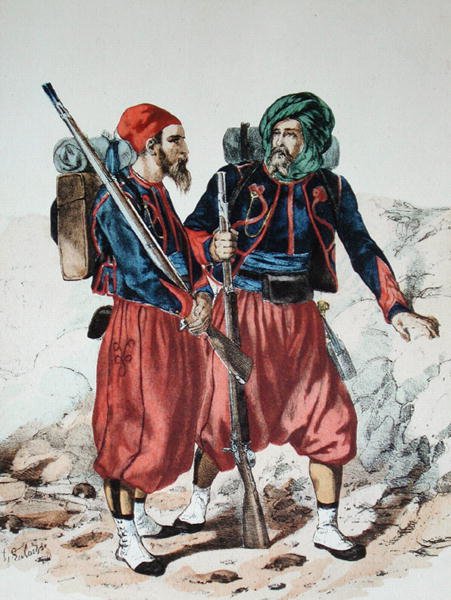 Zouaves, c.1860 (cor litho) de Francois Hippolyte Lalaisse