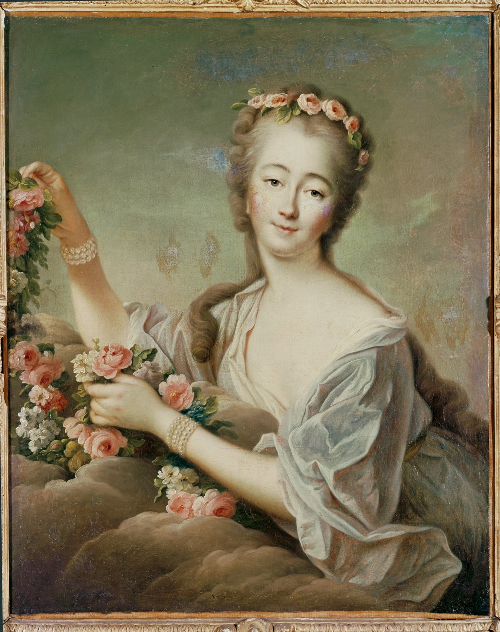 Madame Du Barry, amante de Luís XV, como a deusa Flora ... (pintura sobre tela) de Francois-Hubert Drouais