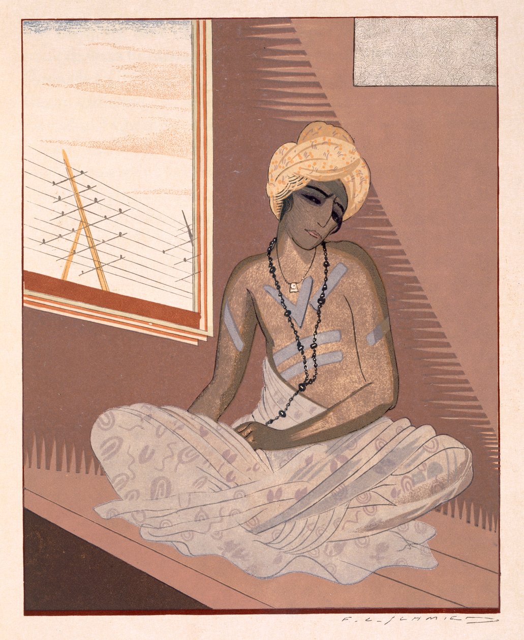 Ilustração de &39;Kim&39;, por Rudyard Kipling, pub. 1930 de Francois Louis Schmied