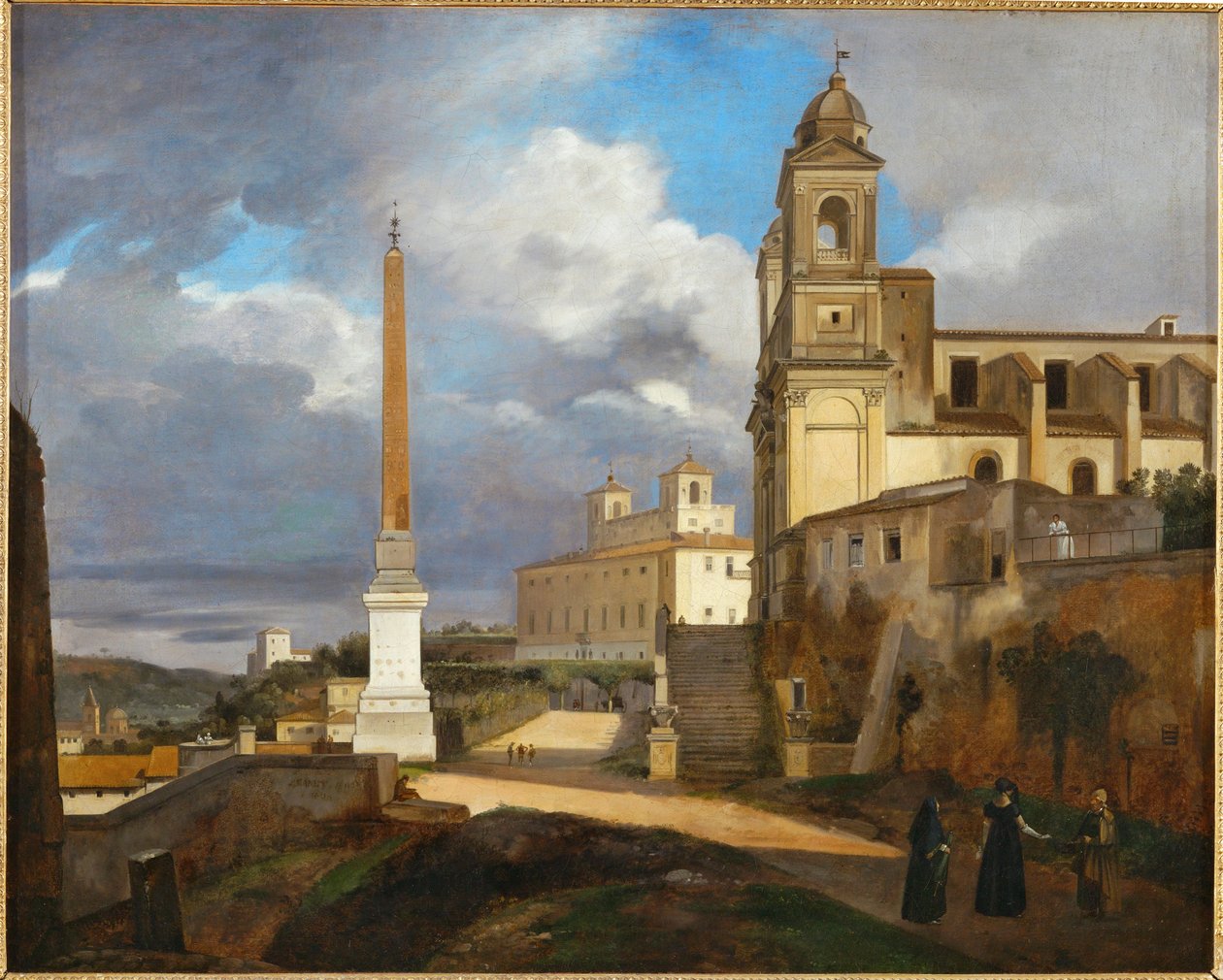La Trinite des Monts e a Villa Medici em Roma ... de Francois-Marius Granet