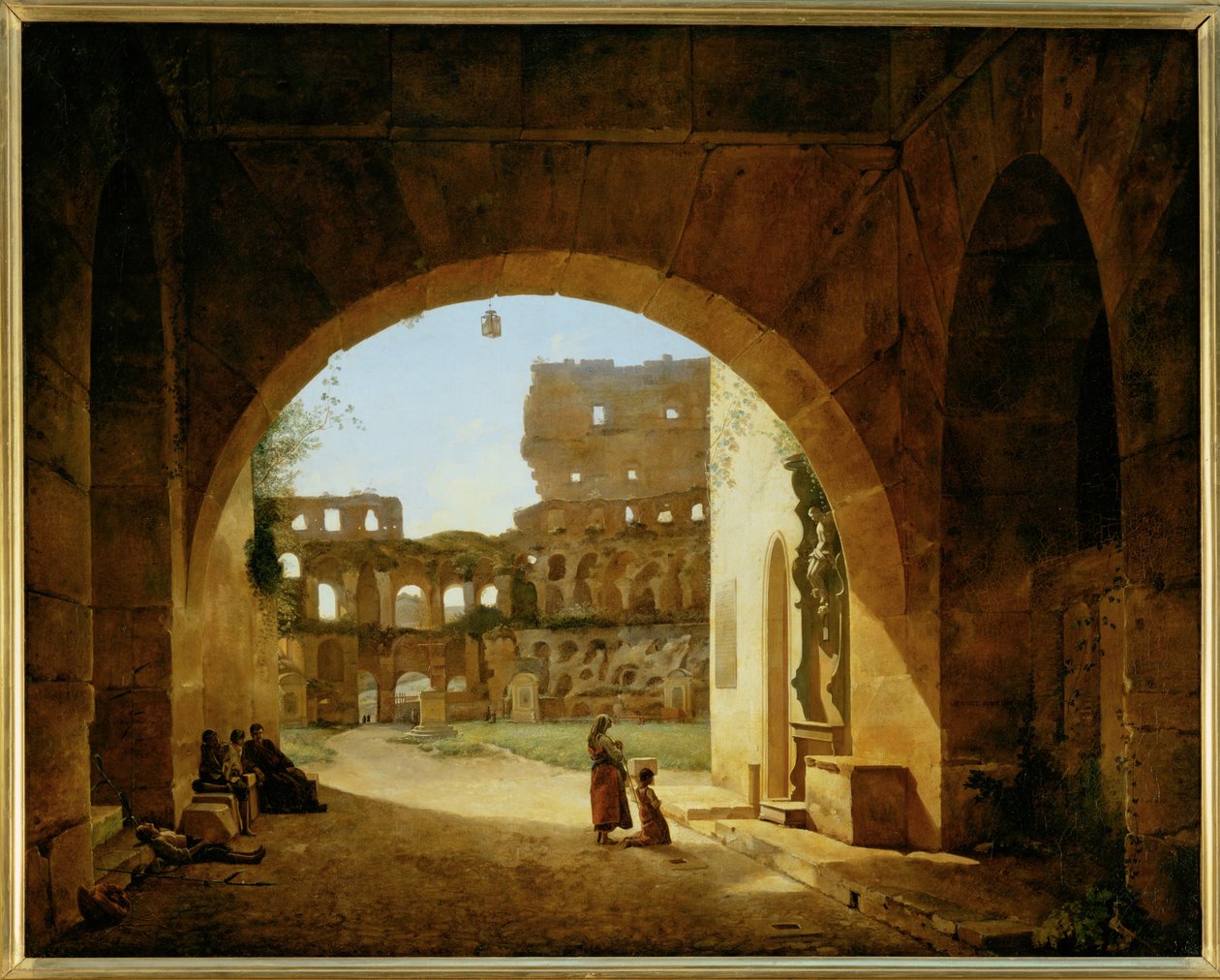 Vista interior do Coliseu de Roma ... de Francois-Marius Granet