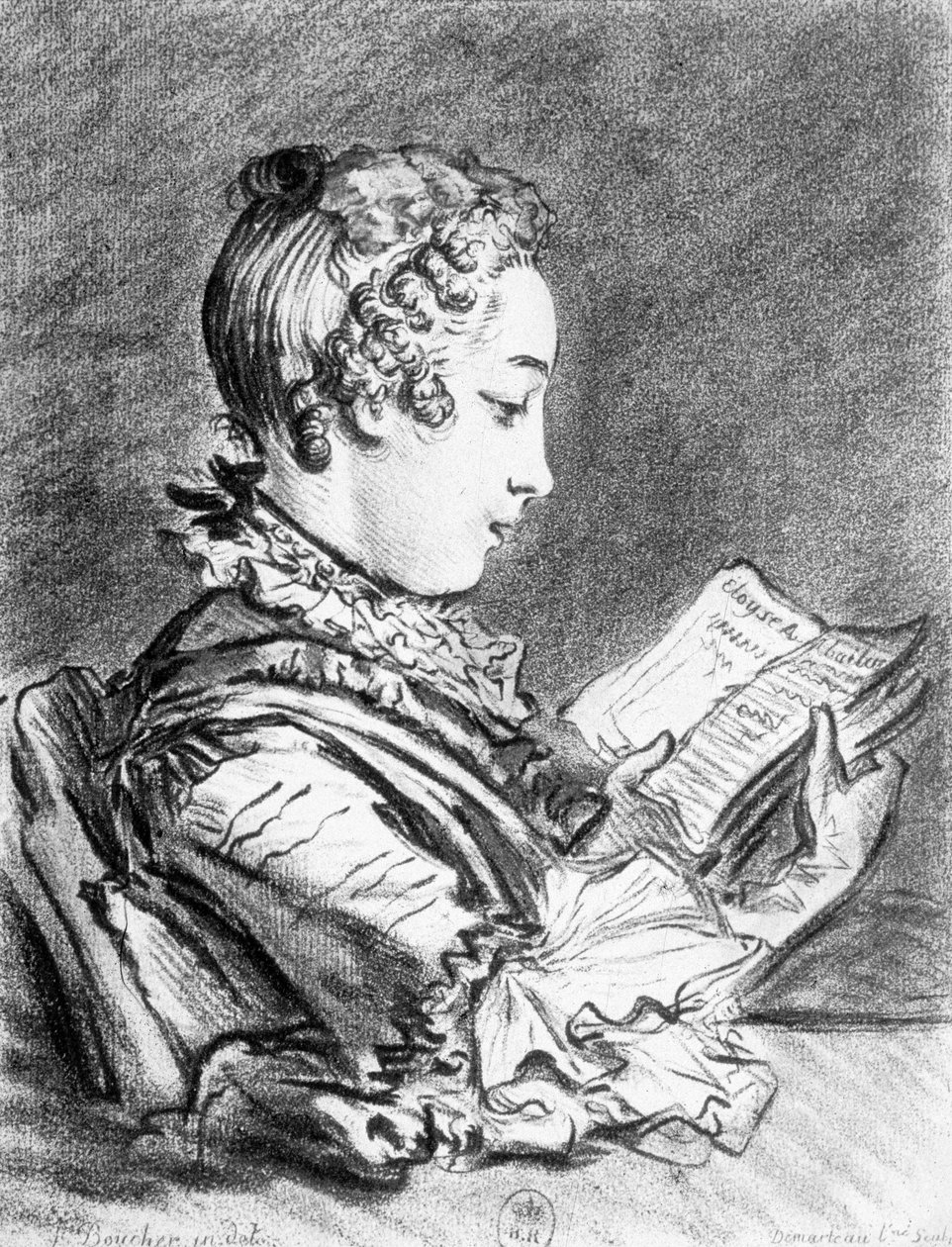 Marie-Jeanne Buzeau (1716-1796) (gravura) de Francois (after) Boucher