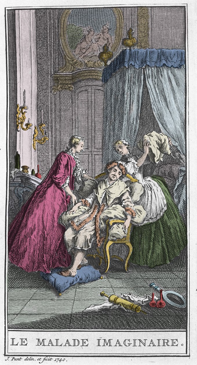 O paciente imaginário. Peça teatral de Jean Baptiste Poquelin dit Moliere (1622-1673). Gravação em "Le malade imaginaire" de T. de Mare d