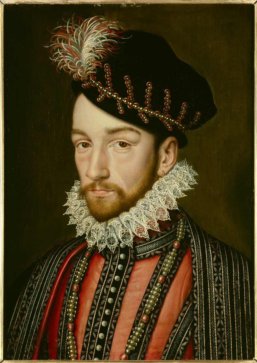 Retrato de Carlos IX (1550 - 1574). Pintura de François Clouet (1515-1572) de Francois (after) Clouet
