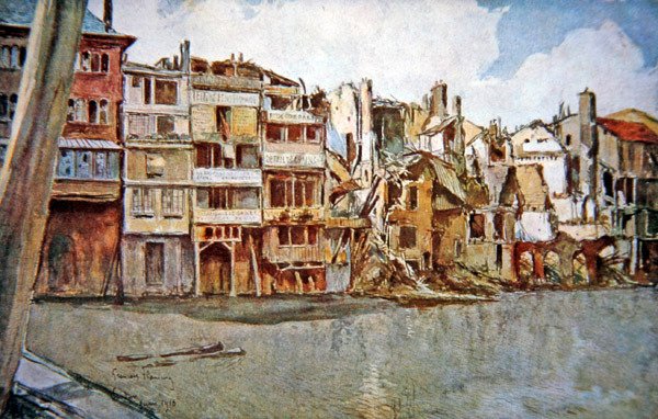 Batalha de Verdun: Vista do rio Meuse em Verdun de Francois (after) Flameng