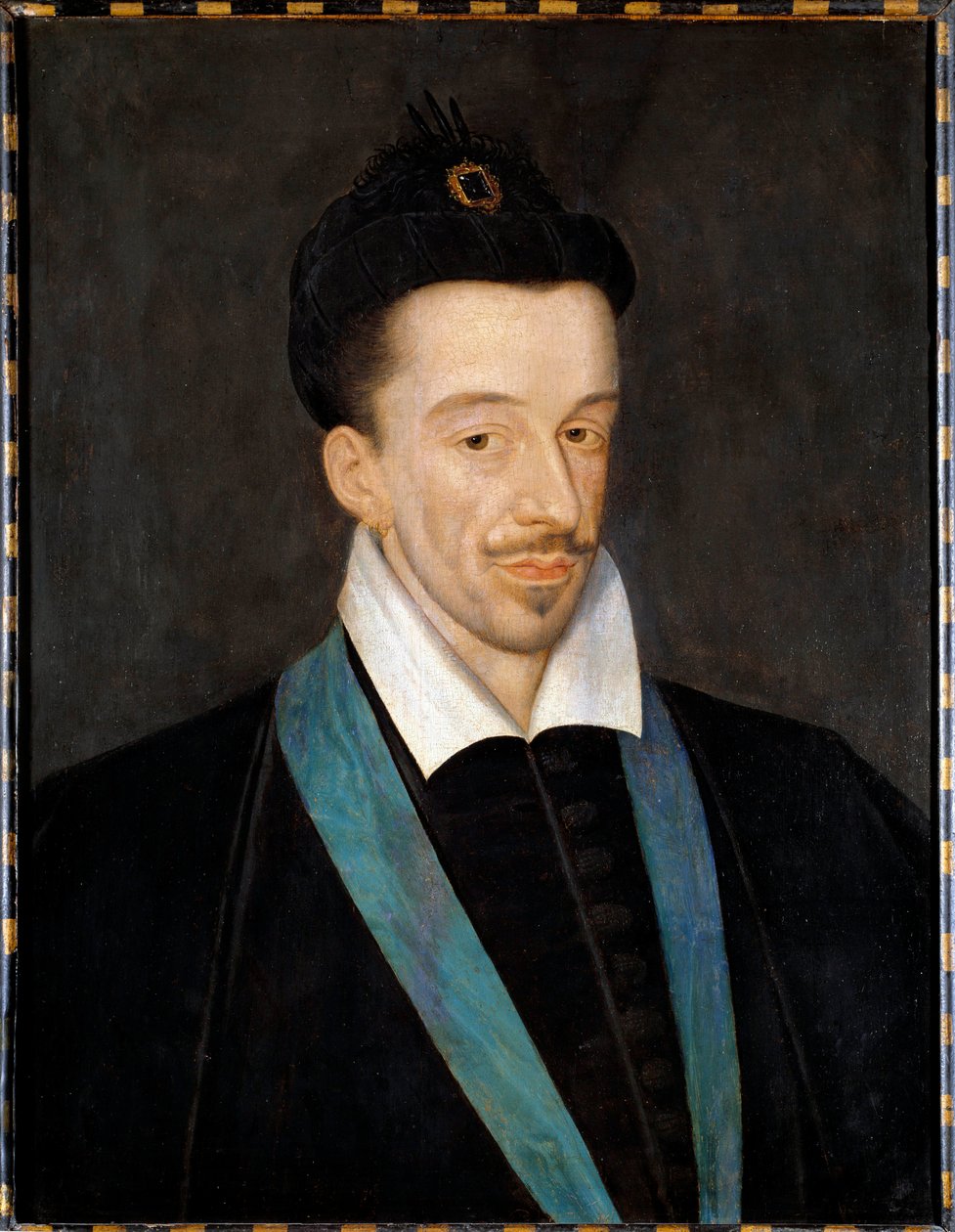 Retrato de Henrique III (1551-1589); Pintura atribuída a François Quesnel (1543-1616), retratando o rei usando o cordão azul da Ordem do Espírito Santo que ele instituiu em 1578; Dim: 66 x 52 cm; cerca de 1582-1586; Musee du Louvre de Francois (attr.to) Quesnel