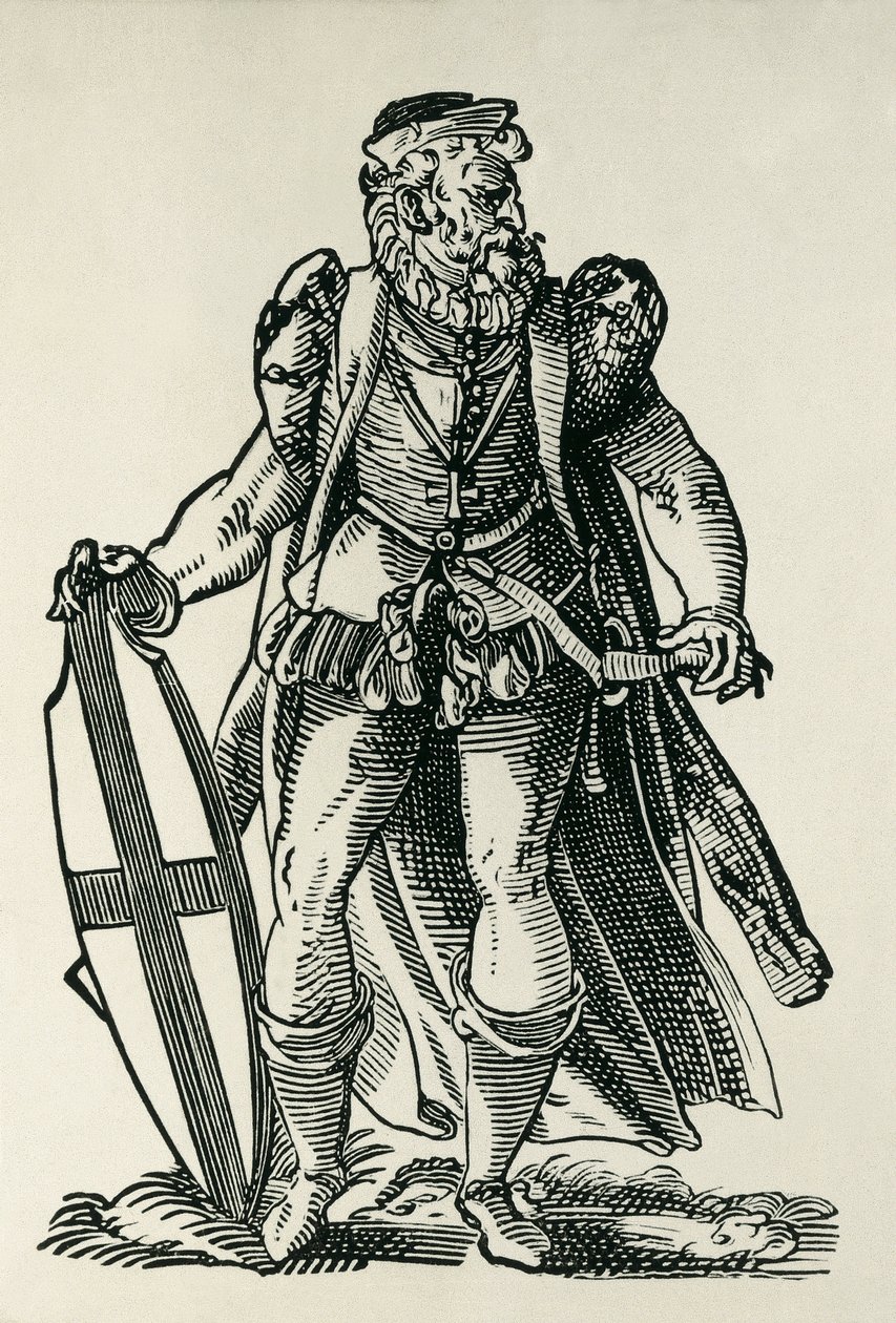 Cavaleiro da Ordem Teutónica. Ilustração sobre "Cleri totius Romanae subiecti Ecclesiae", de François modius e Jost Amman. Frankfurt. 1585. Xilogravura. FRANÇA. ILE-DE-FRANCE. Paris. Biblioteca Nacional de Francois & Amman Jost (1539 91) Modius