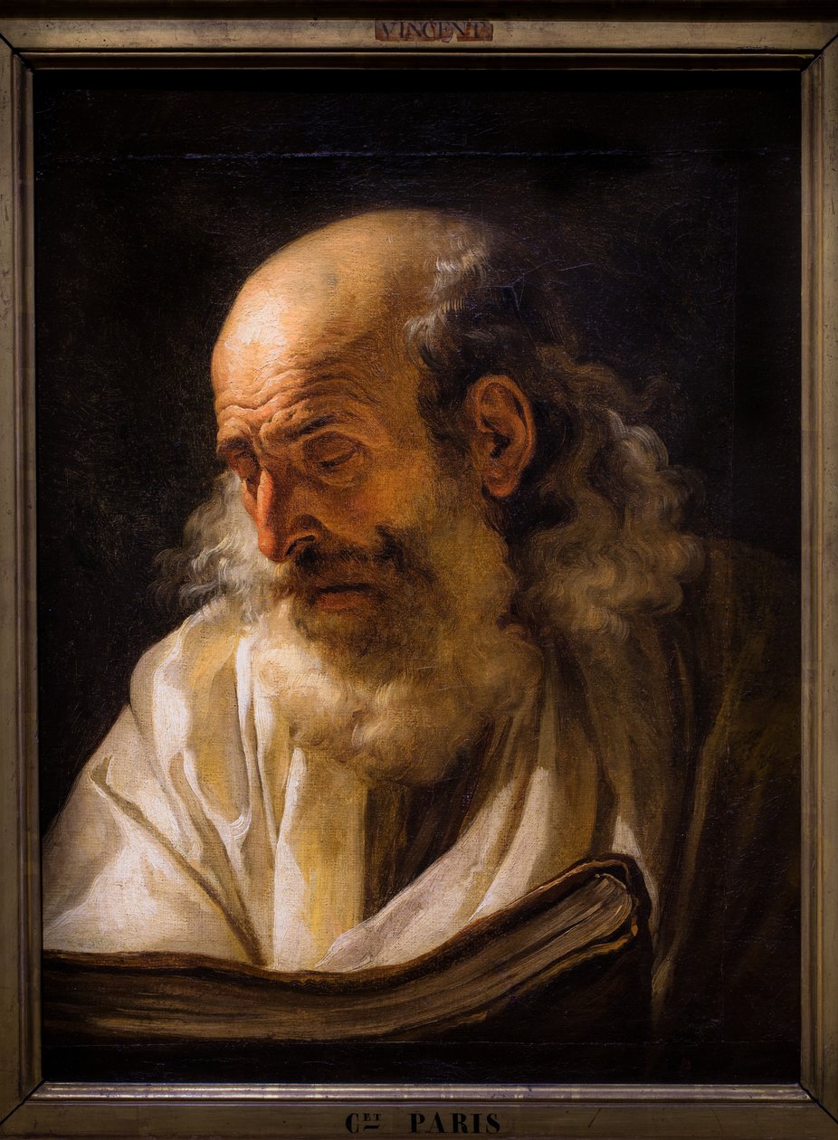 Velho a ler, cerca de 1772-1773 (óleo sobre tela) de François André Vincent