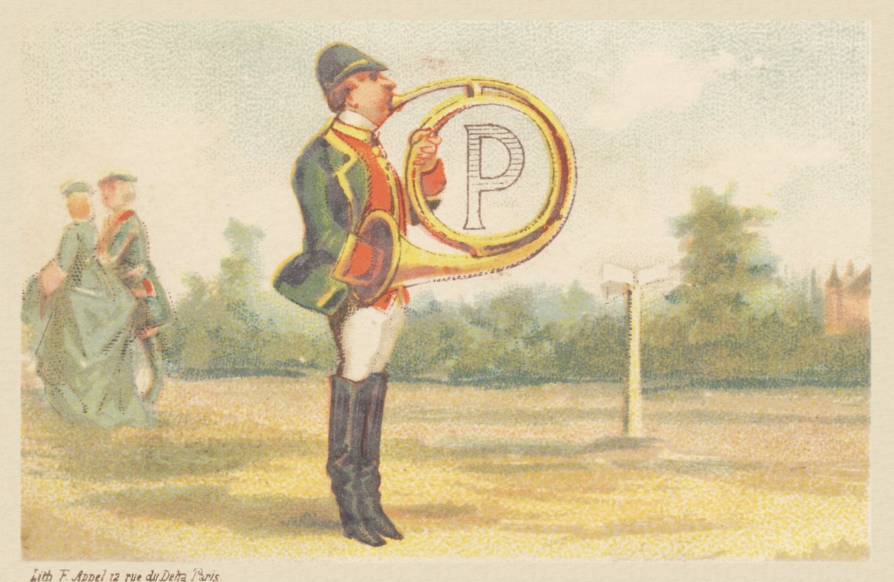 P (letra mostrada por um tocador de trompa de caça) de Francois Antoine Appel