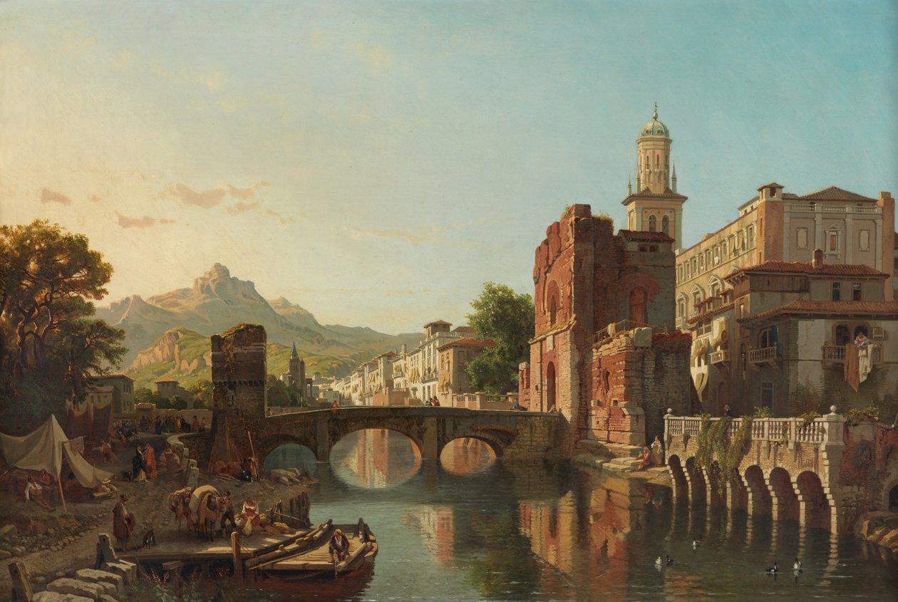 Cityscape em Espanha (óleo sobre tela) de Francois Antoine Bossuet