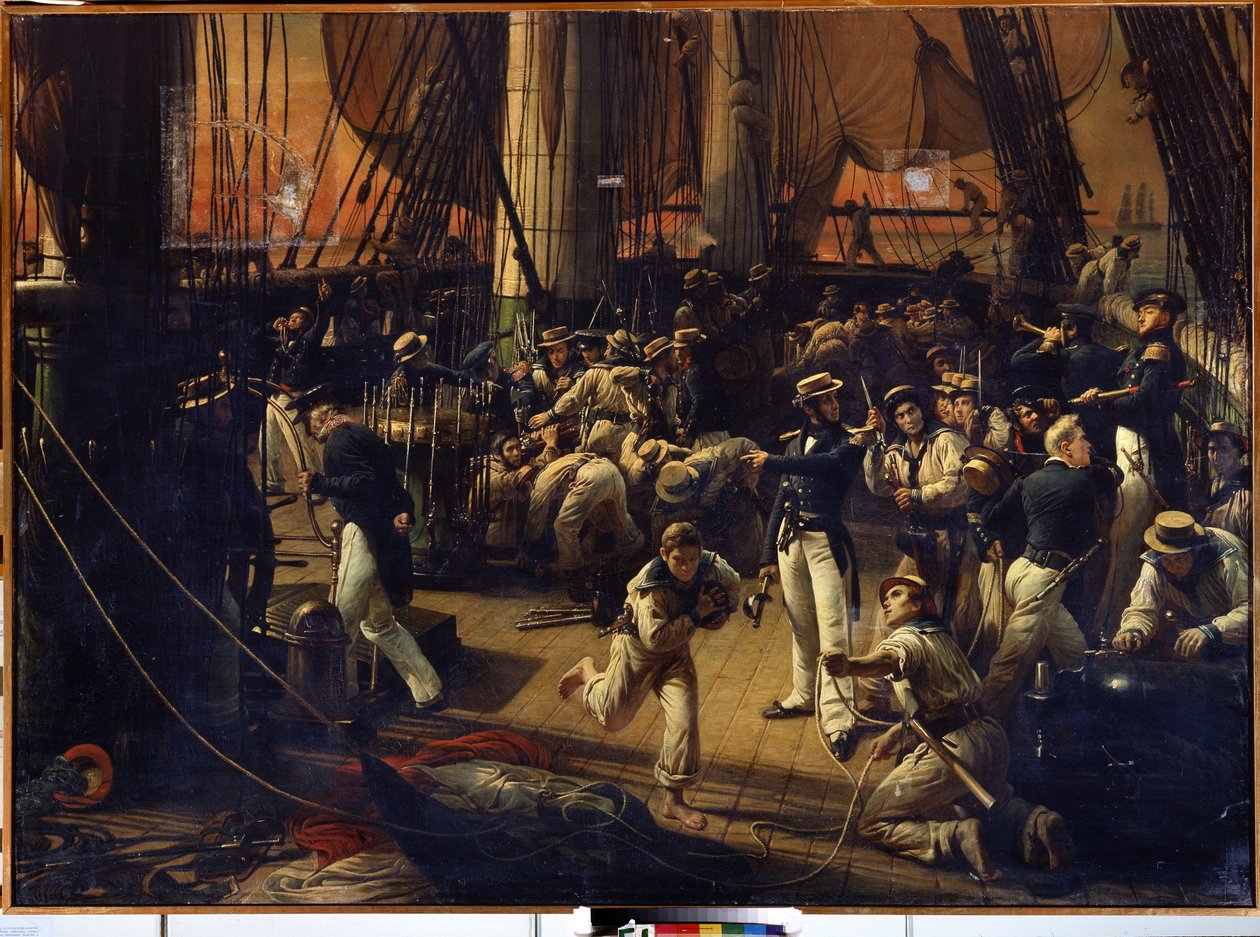Preparativos para o embarque. Pintura de François Auguste Biard (1798-1882). Óleo sobre tela, 160 x 220 cm de François Auguste Biard