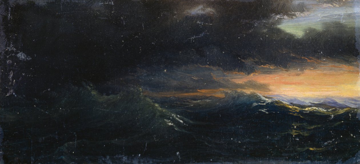 Pôr-do-sol no mar tempestuoso de Francois Barry