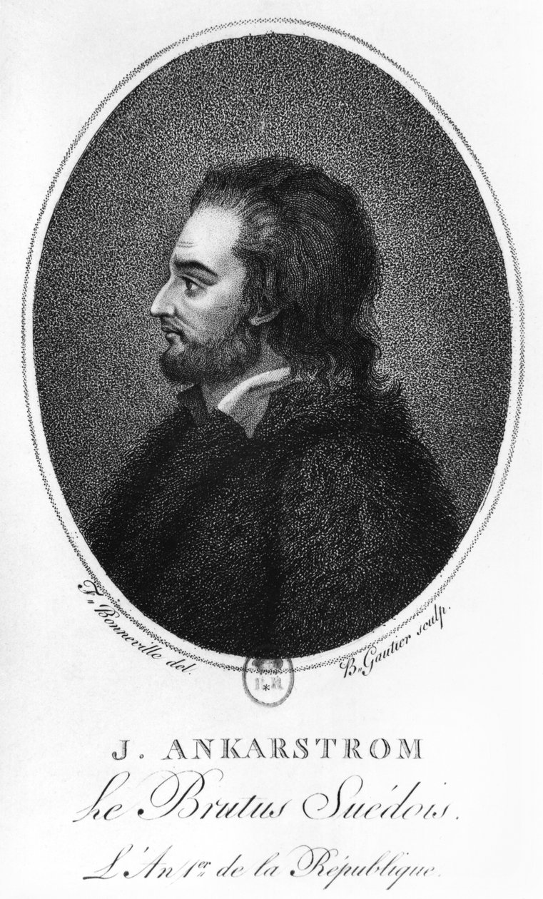 Retrato de Johan Ankarstrom, gravado por B. Gautier, 1792 de Francois Bonneville