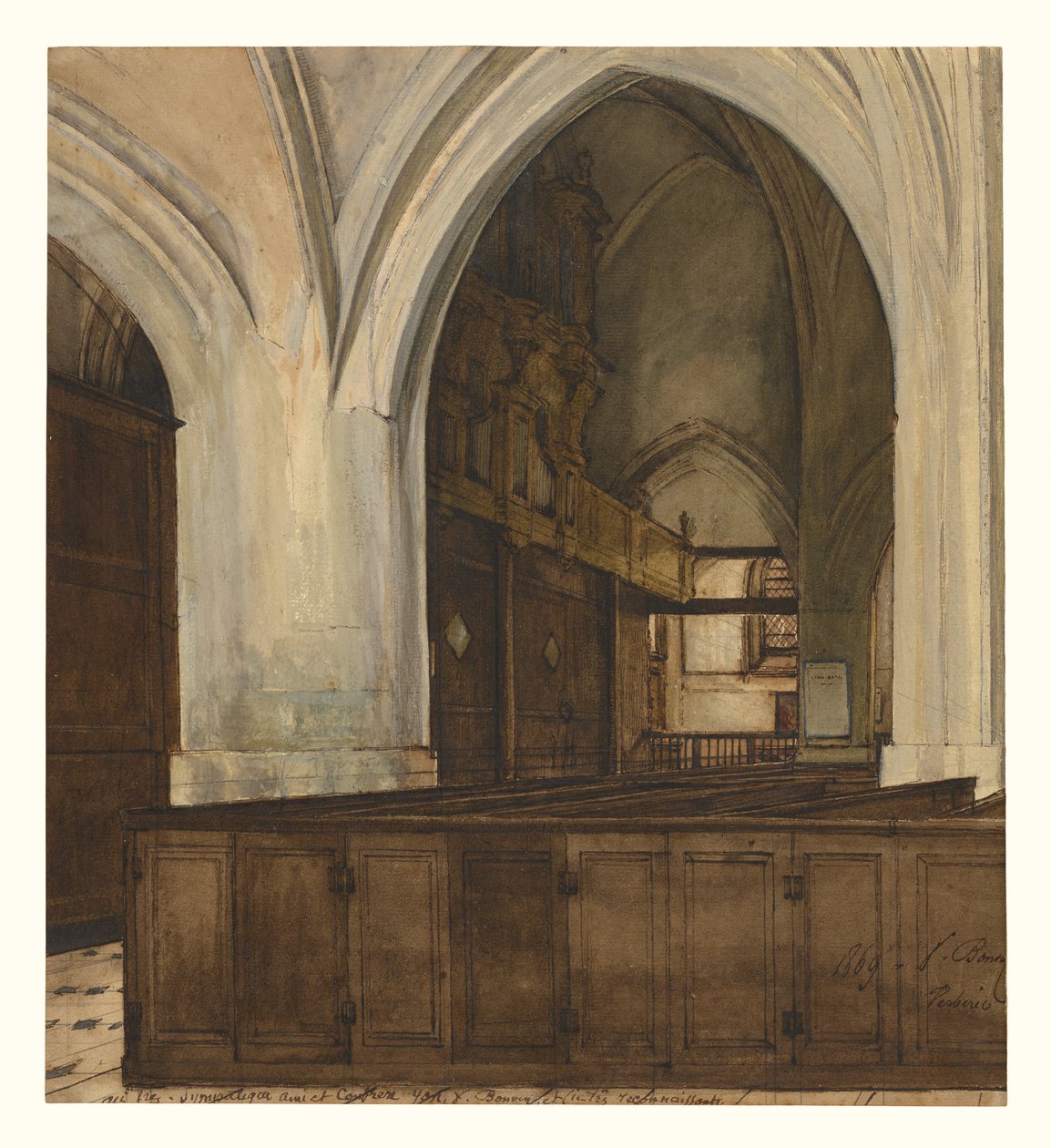 Interior da abadia de Aramont de François Bonvin