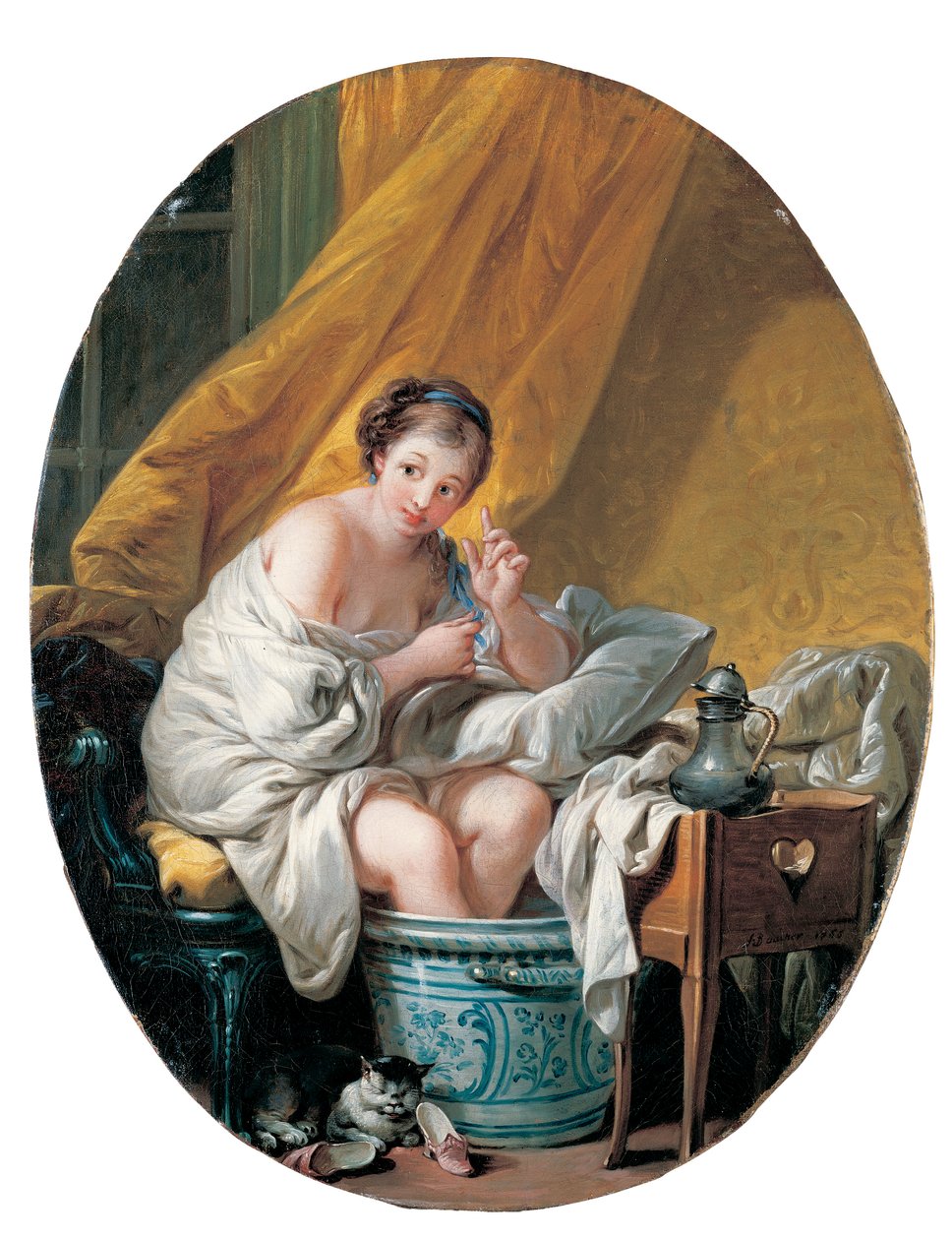 Uma jovem tomando banho de pés de François Boucher