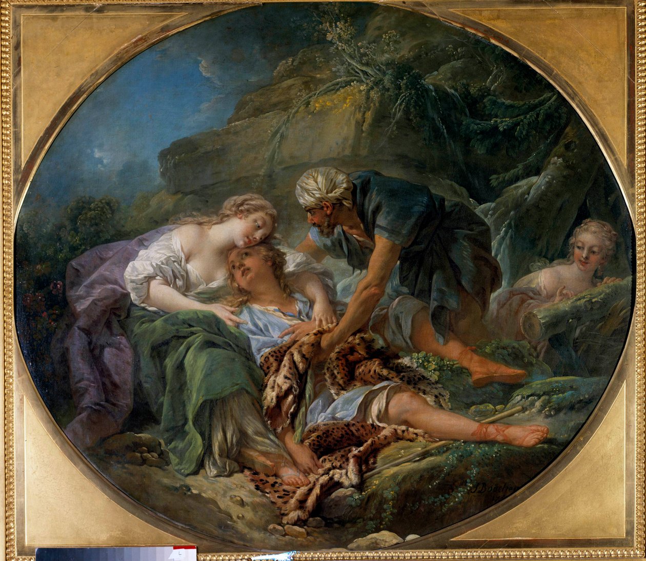 Amintas (ou Amyntas) volta à vida nos braços de Sylvie O neto do deus Pan volta para ele nos braços de Sylvie, por quem está apaixonado". Pintura de François Boucher (1703-1770). 1756. Dim. 1,20 x 1,36 m Tours, Musee des Beaux Arts de François Boucher