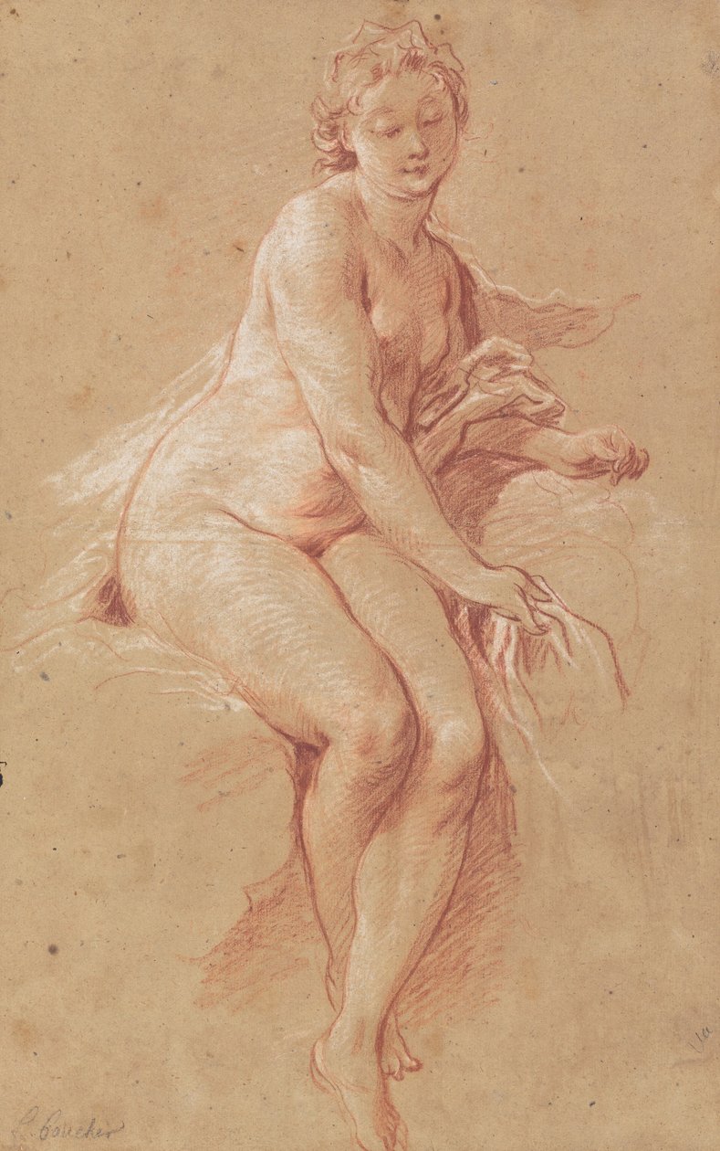Aurora, c.1733 (giz vermelho sobre papel) de Francois Boucher