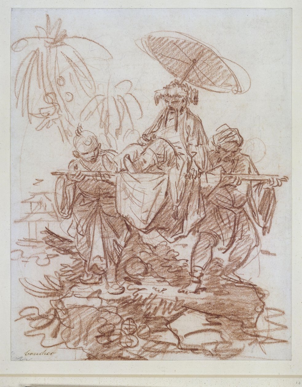 Dignitário chinês, carregado por dois servos de François Boucher