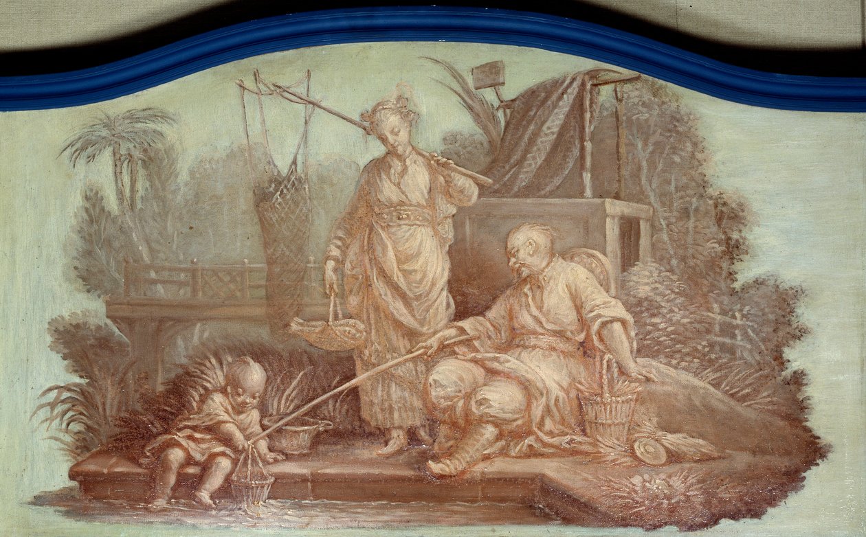 Chinoiserie: Cena da pesca na China. Front de porte draws de François Boucher (1703-1770) de François Boucher