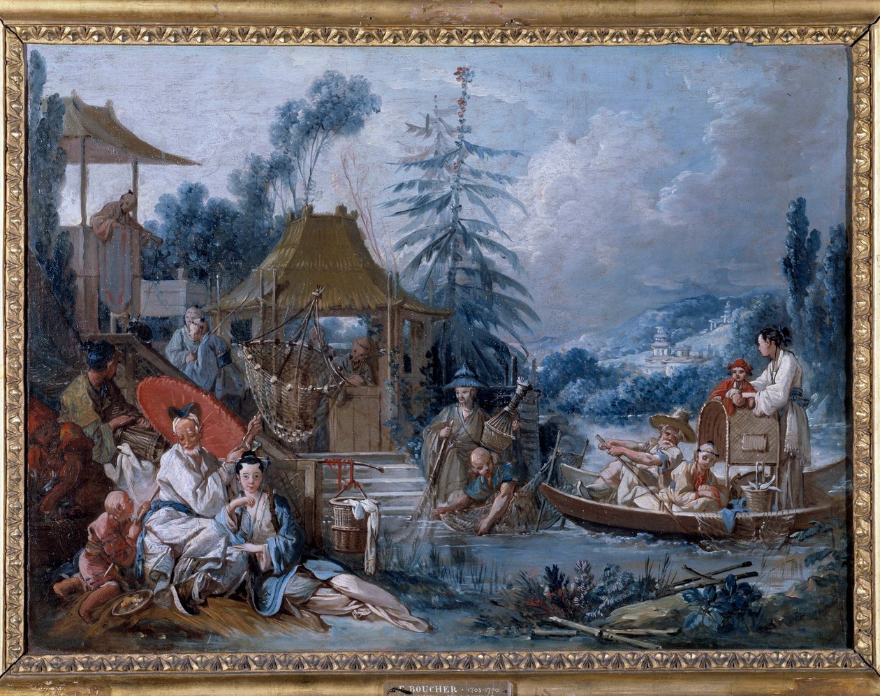 Chinoiserie: Pintura "la peche" de François Boucher (1703-1770) de François Boucher