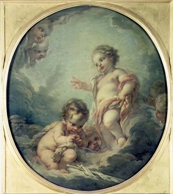 Cristo e João Batista quando crianças de François Boucher