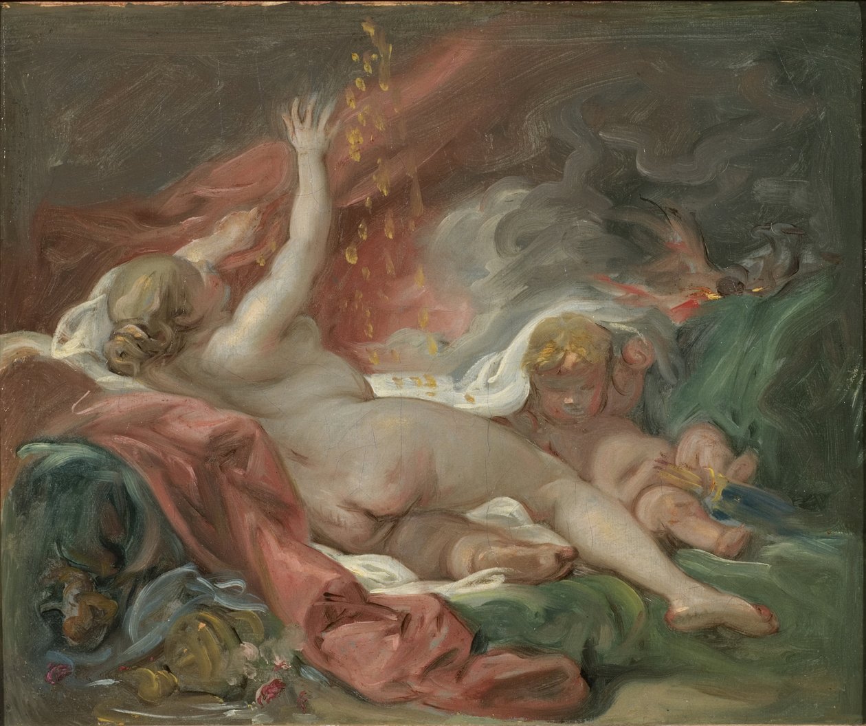 Danae, por Boucher, François (1703-1770). Óleo sobre tela. Tamanho: 29x35 cm. Nationalmuseum Estocolmo de François Boucher