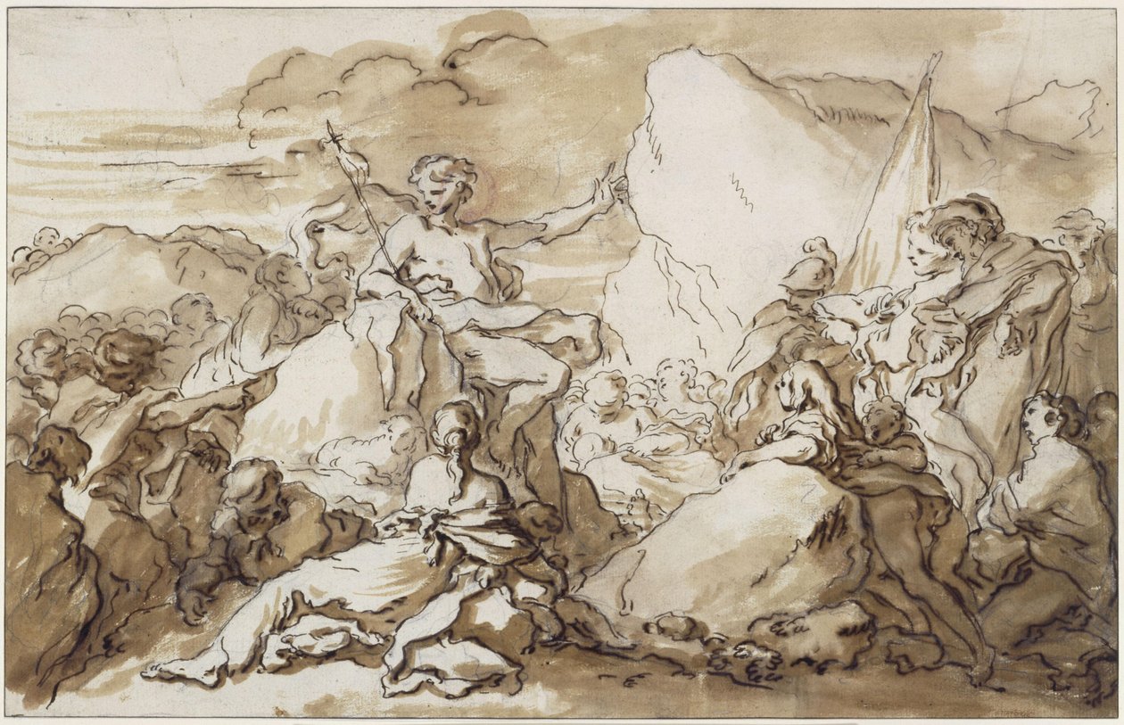 A pregação de João Batista no deserto de François Boucher