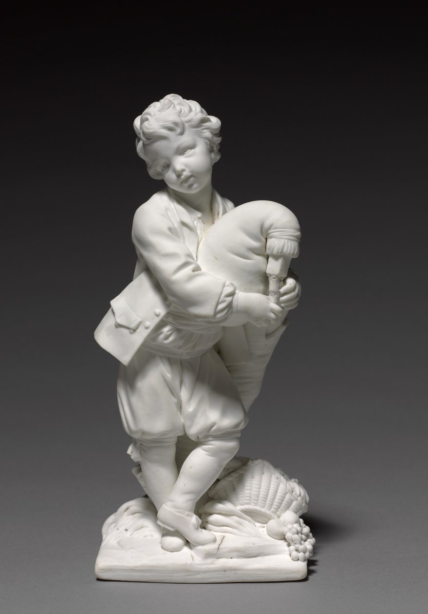 Figura do tocador de gaita de foles, fabricada pela Vincennes Factory, modelada por Pierre Blondeau, 1748-1752 de François Boucher