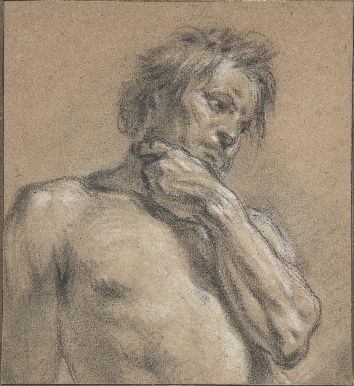 Estudo de meio corpo de um homem de François Boucher