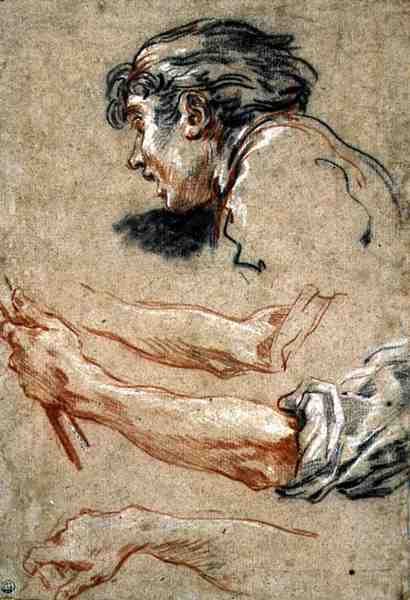 Cabeça de um Rapaz (giz sobre papel) de François Boucher