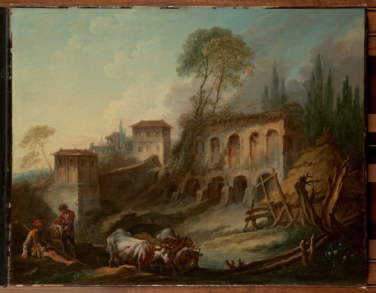 Paisagem imaginária com o Monte Palatino, vista do Campo Vaccino de François Boucher