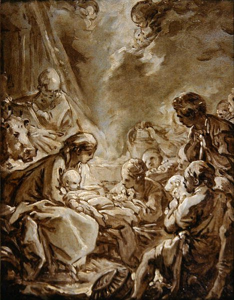 La Lumiere du Monde (óleo sobre papel sobre painel) de François Boucher