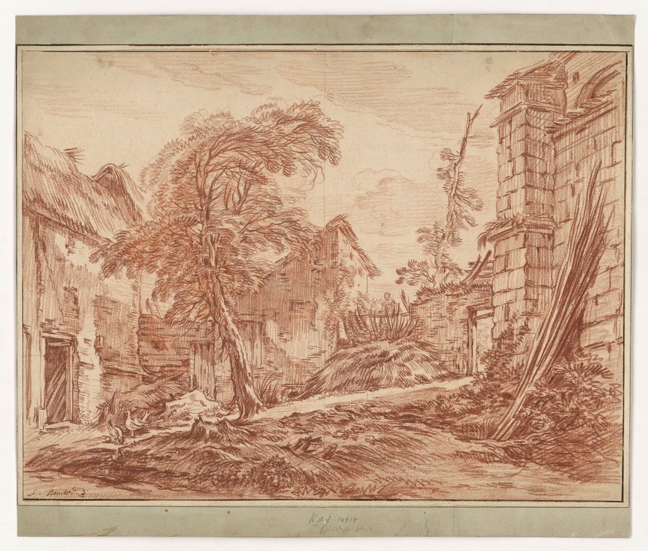 Paisagem rural com uma quinta e ruínas de François Boucher