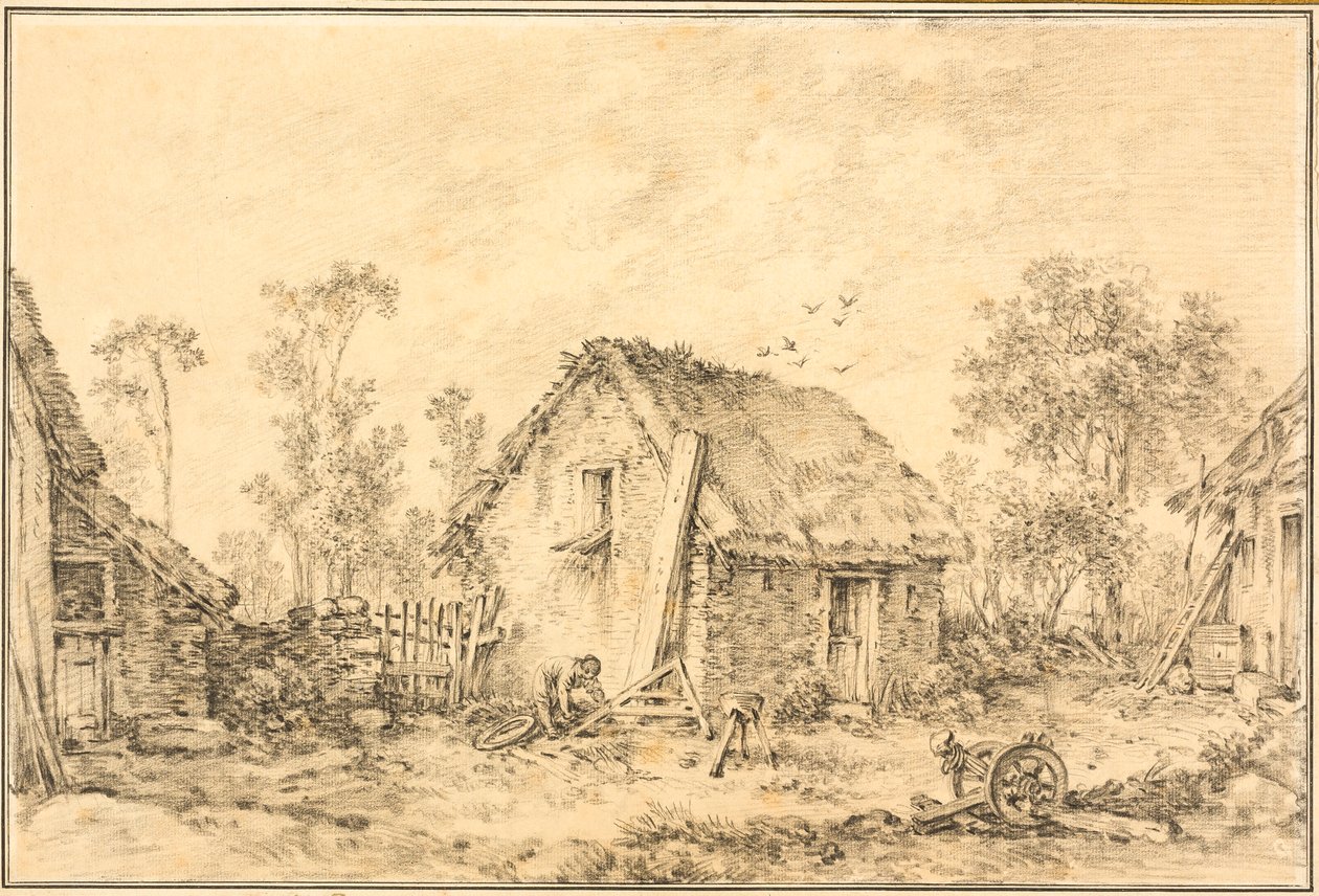 Paisagem com Chalé Rústico de François Boucher
