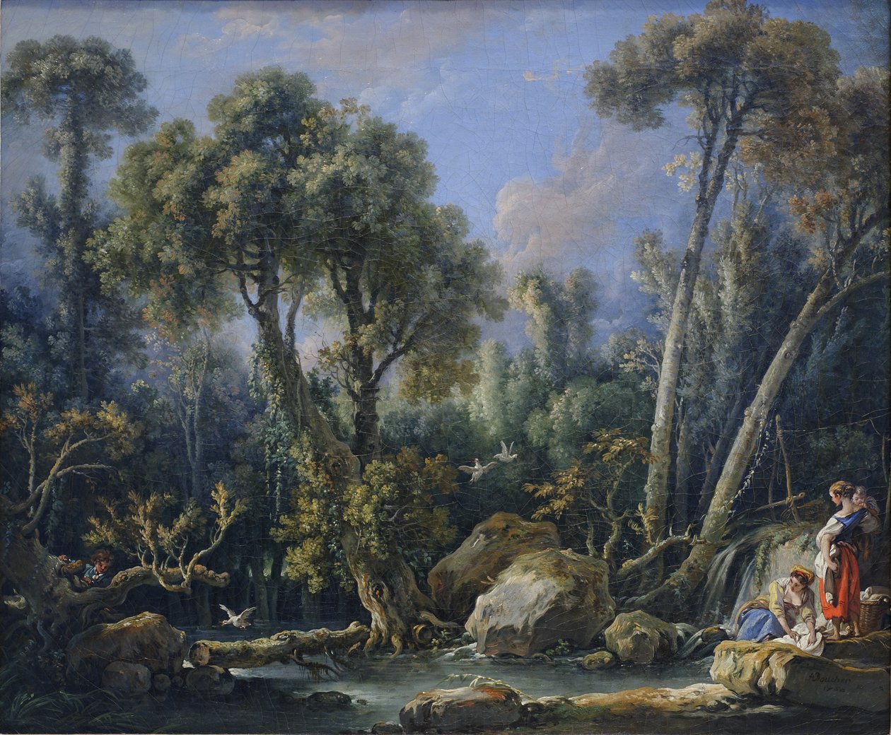 Lavadeiras numa paisagem de François Boucher