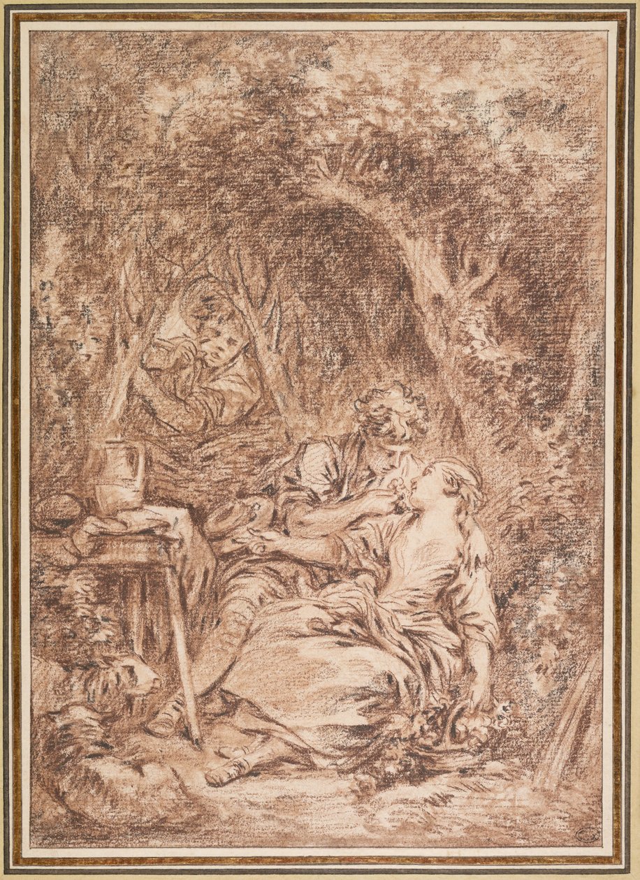 Amantes Surpreendidos (Annette e Lubin) de François Boucher
