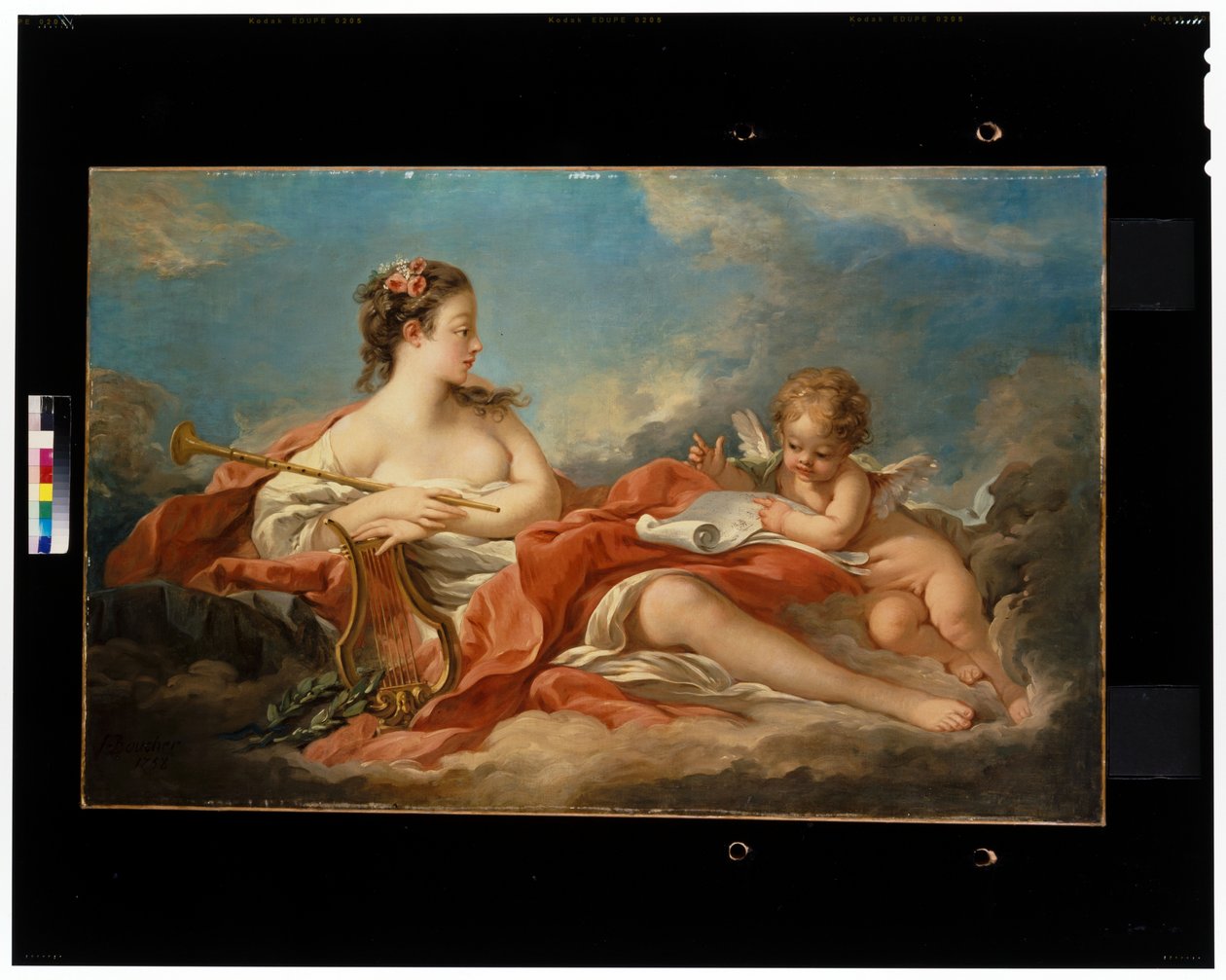 Música Ensinando Cupido a tocar a lira de François Boucher