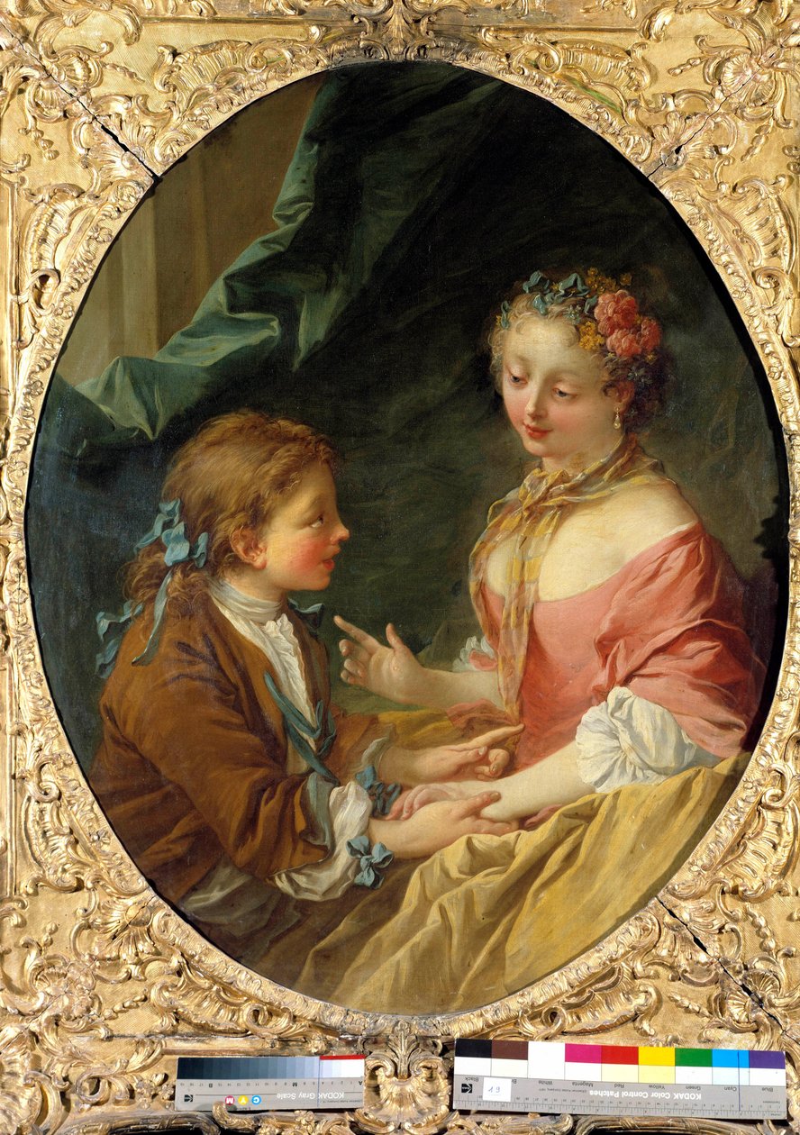De três coisas você vai fazer uma? Uma cena galante. Pintura de François Boucher (1703-1770). 1734 Colecção privada de François Boucher