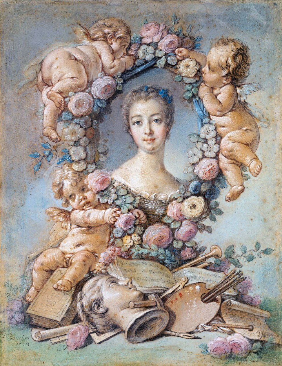 Retrato da Marquesa de Pompadour (1721-1764) (Jeanne Antoinette Poisson, conhecida como Madame de Pompadour de François Boucher