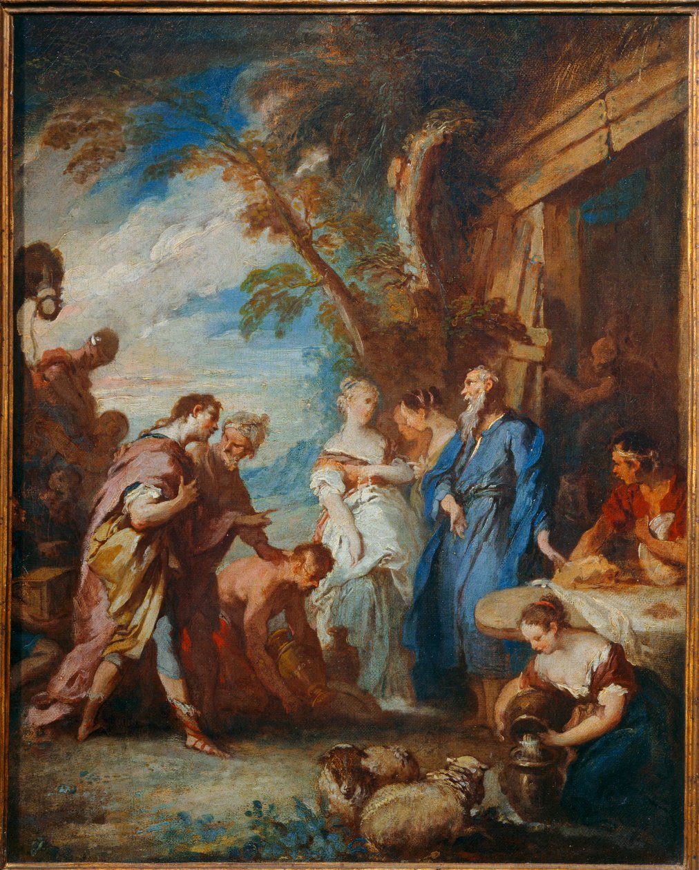 Rebeca recebe de Eliezer os presentes de Abraão ... de François Boucher