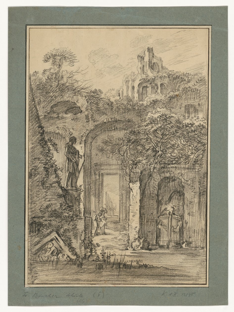 Paisagem de ruínas romanas com figuras isoladas de François Boucher