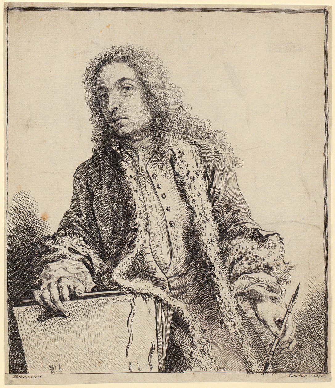 Auto-retrato de Watteau de François Boucher