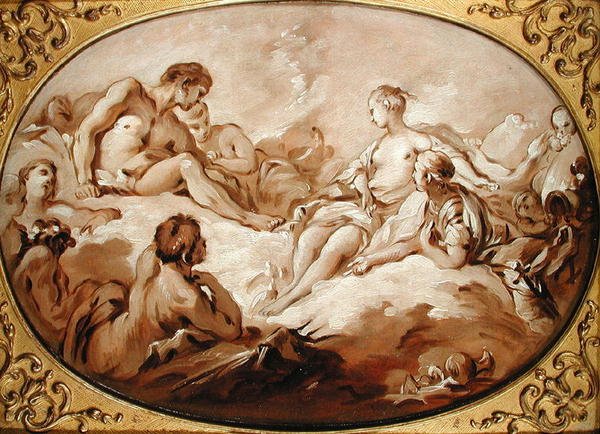 A Apoteose de Enéas, ou Enéas apresentada aos Deuses por Vênus, c.1746 (grisaille) de François Boucher