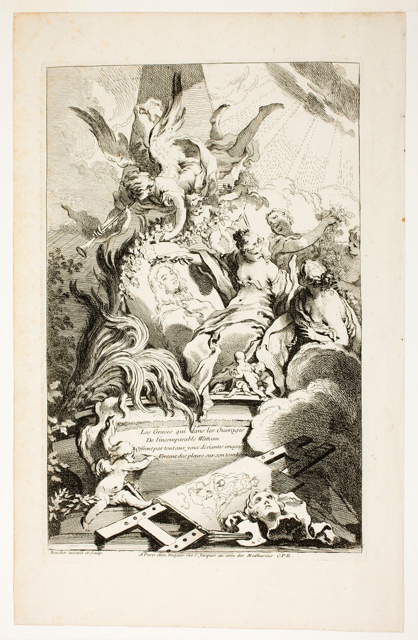 As Graças no Túmulo de Watteau de François Boucher