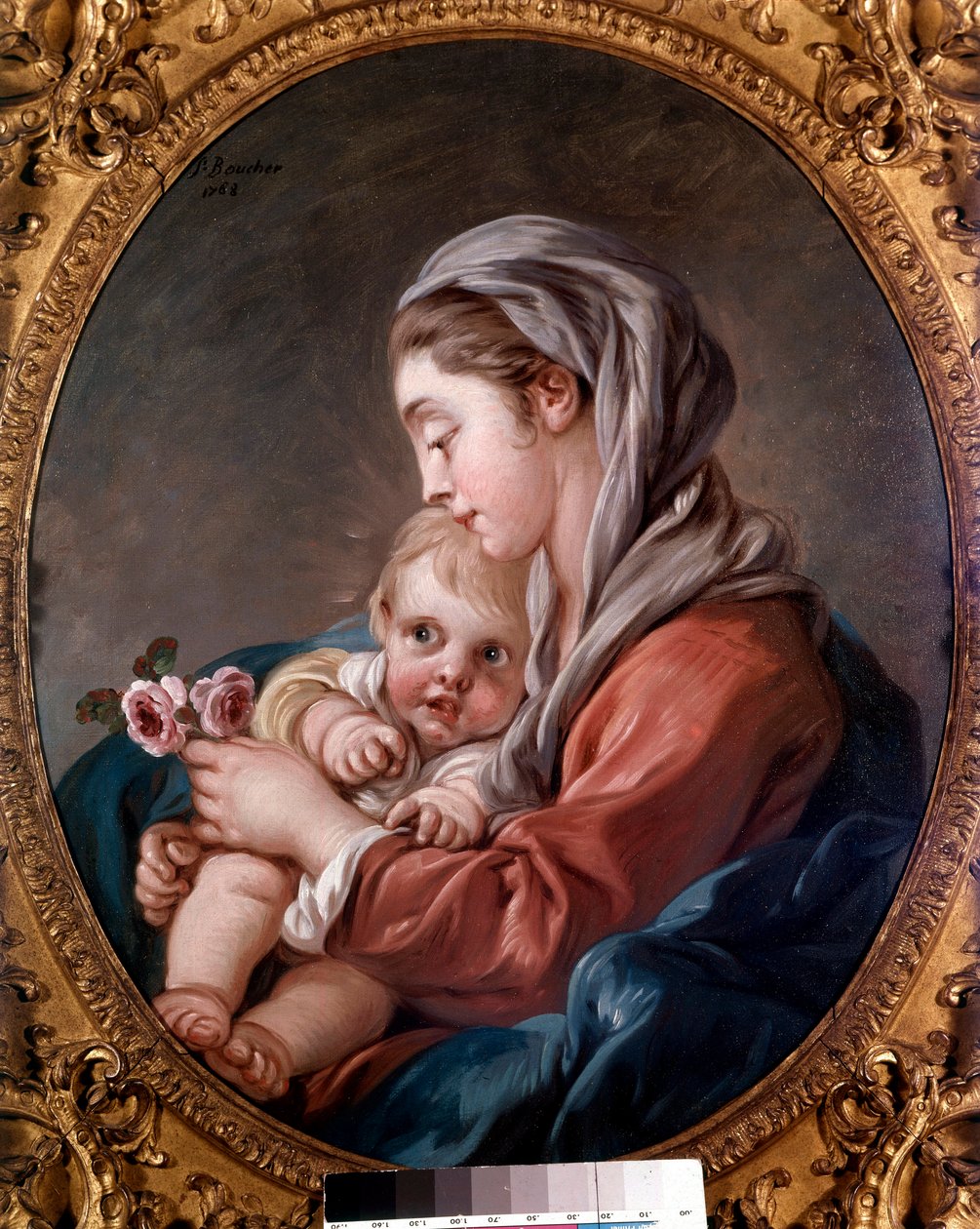 A Virgem e o Menino Jesus Pintura de François Boucher (1703-1770) Coleção Privada do século XVIII. de François Boucher