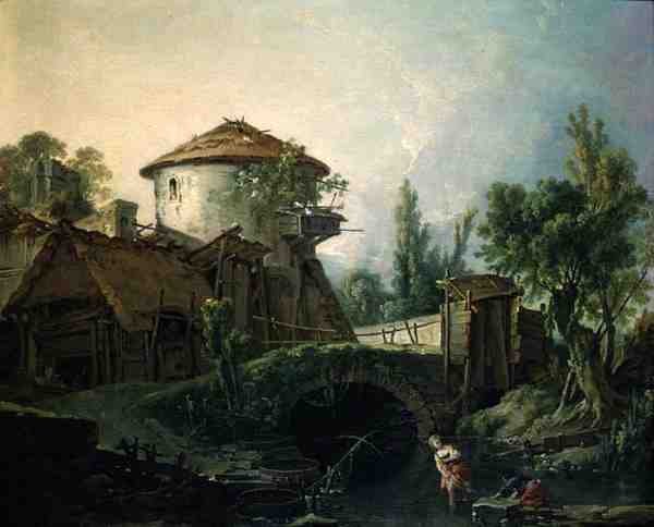 O Moinho de vento, c.1750 (óleo sobre tela) de François Boucher