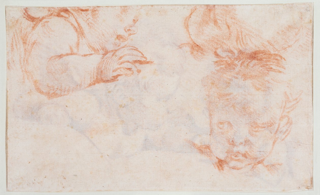 Três cabeças de rapazes. Esboços para uma peça de porta no Amalienborg de François Boucher