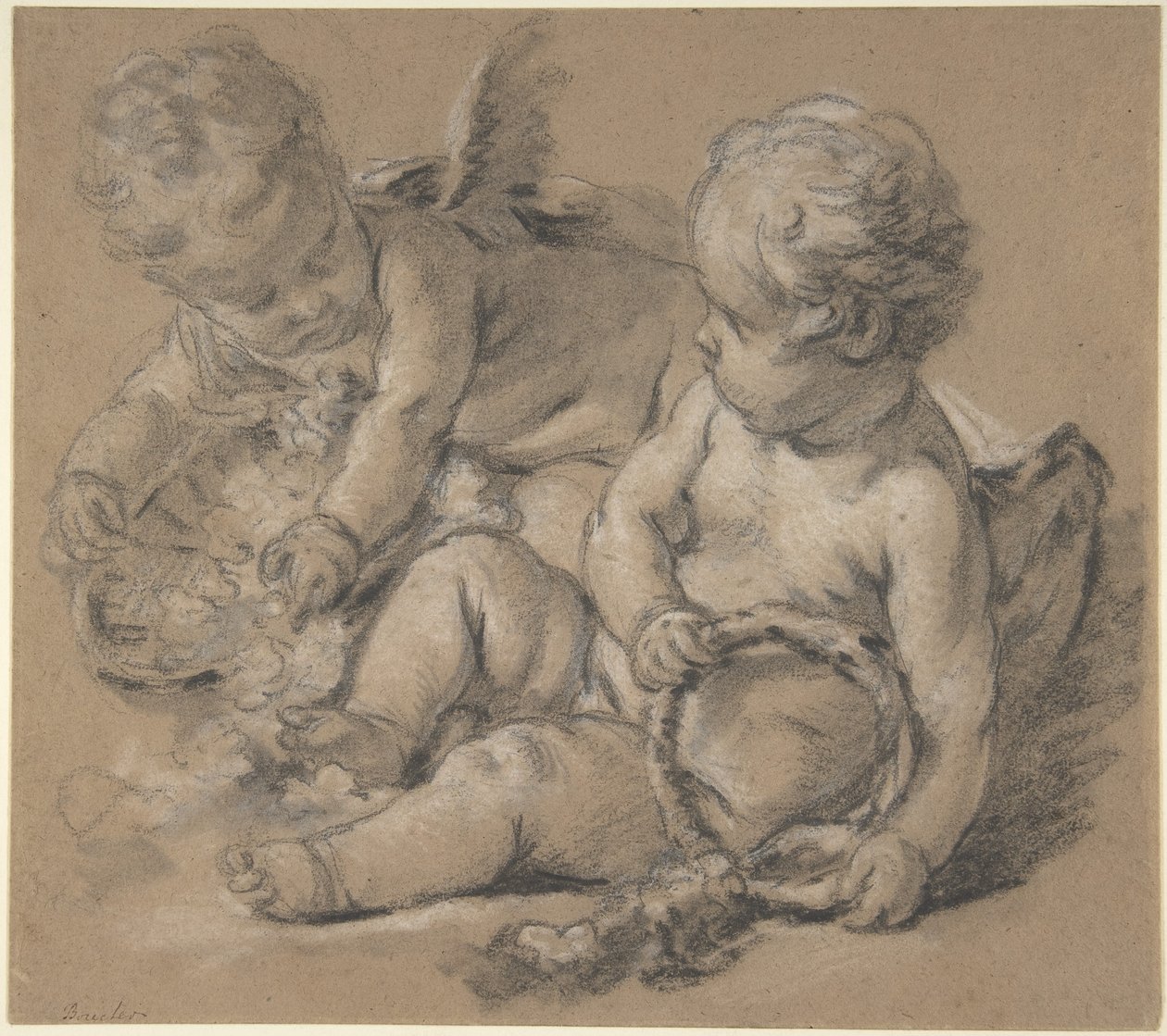 Putti alados com flores de François Boucher