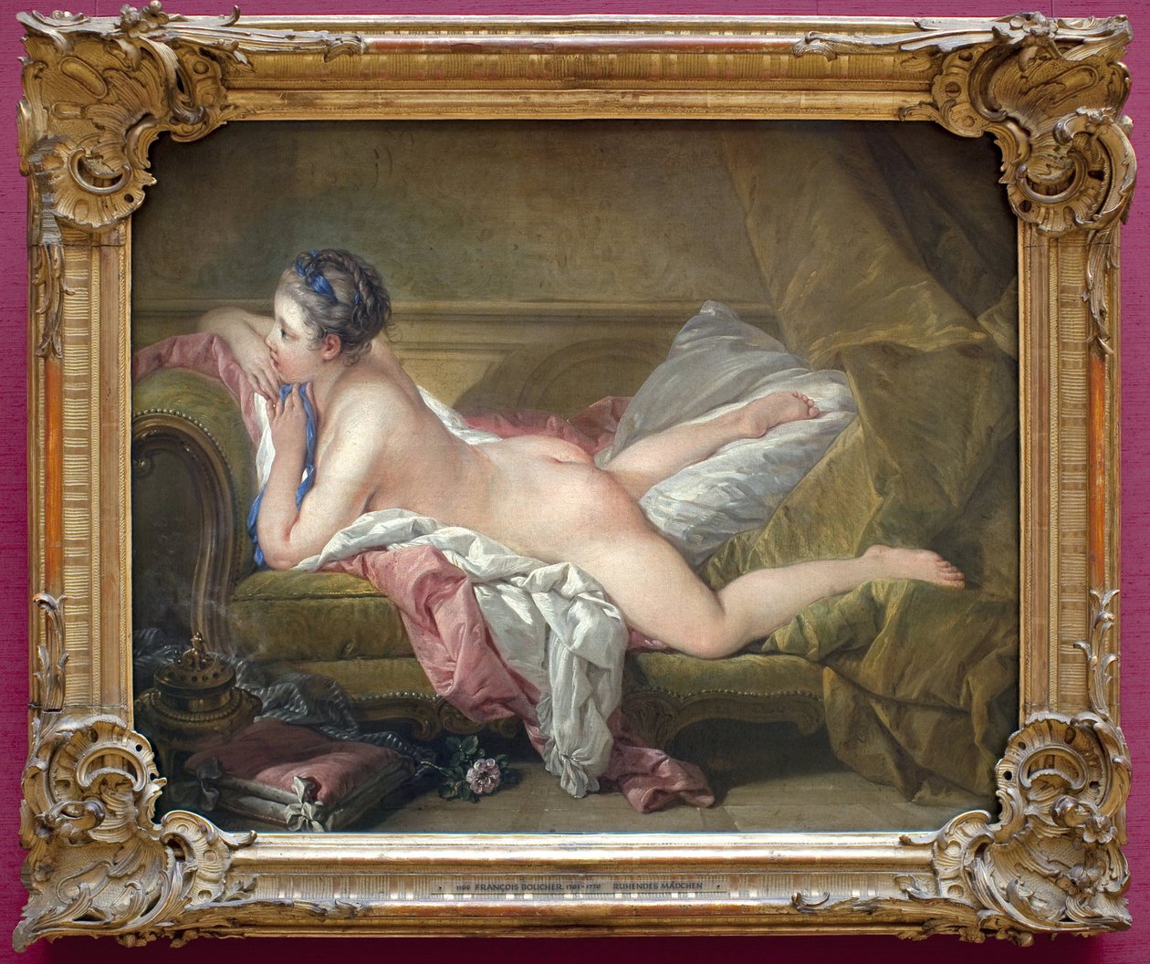 Menina deitada (retrato de Marie Louise O Murphy). Nua num sofá ou na odalisca loira. (Marie-Louise O